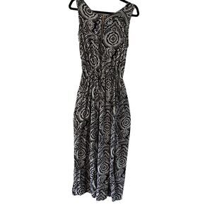 Ace Fashion paisley medallion print black & white maxi dress M